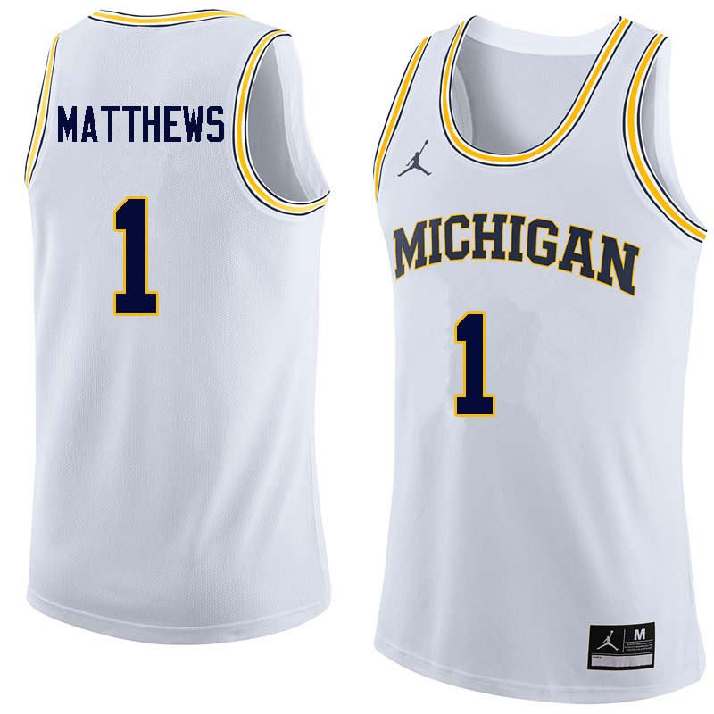 Men #1 Charles Matthews Michigan Wolverines College Basketball Jerseys Sale-White